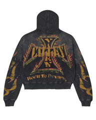 Vale Forever Reborn Waffle Zip Up Hoodie Black